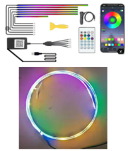 Interior Car LED Strip Lights with Wireless APP and Remote Control, RGB 4 in 1